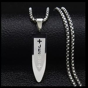 Men Silver Color Jesus Bullet Necklace